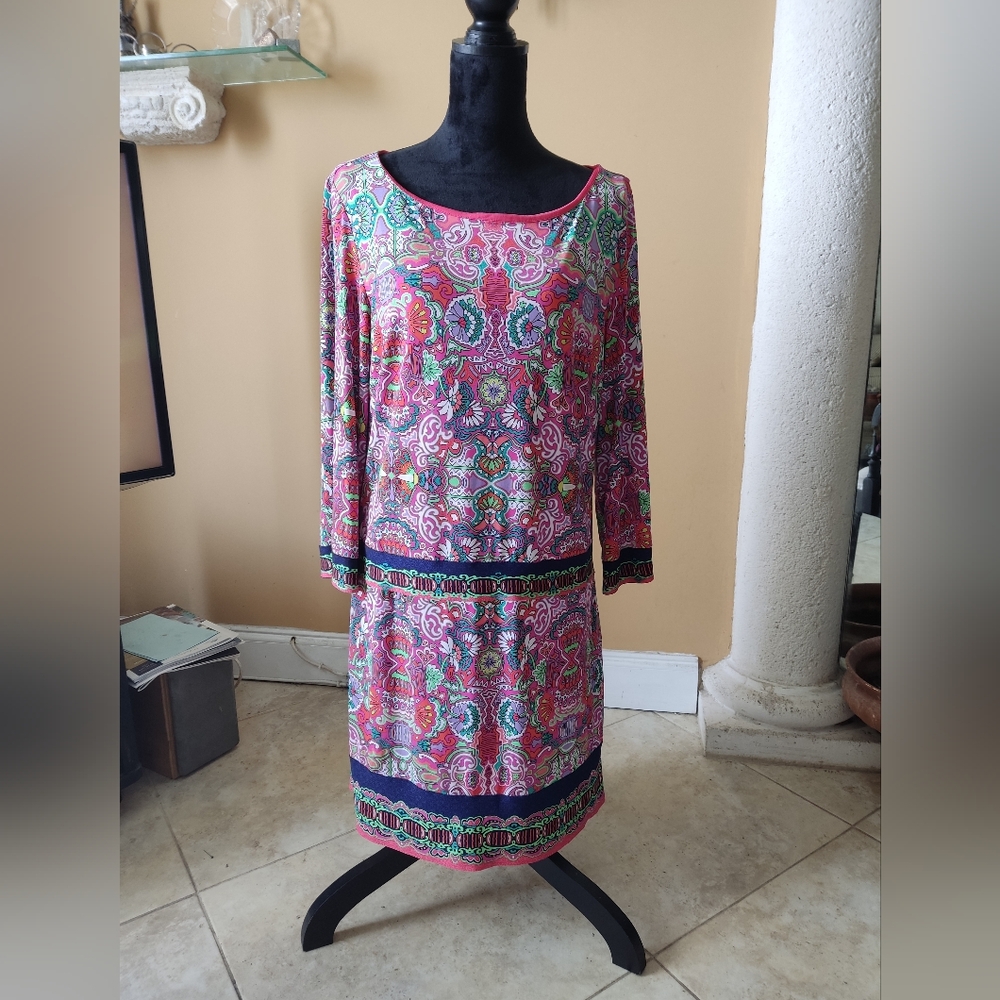 Laundry by Shelli Segal Pink Multicolor Dress Size L
